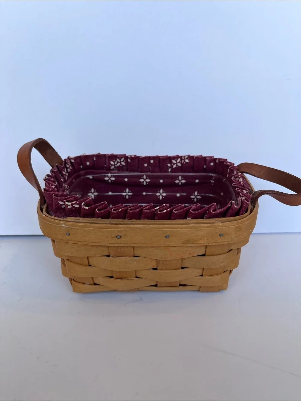 Vintage Longaberger Basket Small Market Basket Red Liner Farmhouse 1998